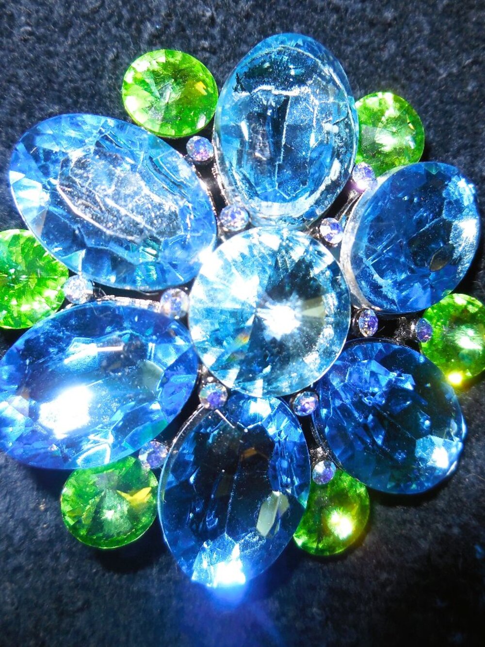 Vintage Ex. Large Blue Green Stone Brooch / Pin